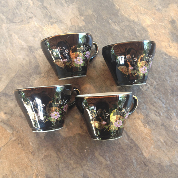 Vintage Other - Vintage 50's Handpainted Porcelain Teacups